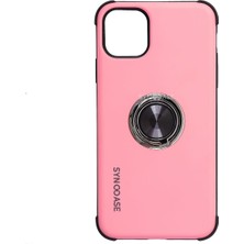 Skygo 12 ve 12 Pro Mat Halka Standlı Kılıf Ring Holder Parmak Tutuculu Darbe Emici Koruyucu Kapak Açık Pembe