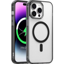 Skygo 15 Pro Magsafe Uyumlu Şeffaf Sert Telefon Kılıfı Manyetik Hizalama Ince Hafif Darbe Dayanıklı Kamera Korumalı Koruma Kapak Siyah