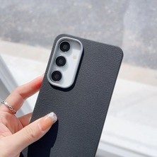 Skygo Galaxy S25 / S24 ile Uyumlu Pu Deri Kılıf Içi Kadife Metal Çerçeve Darbeye Karşı Koruyan Ince Deri Hissi [galaxy S25 / S24 Pu Deri] (Siyah)