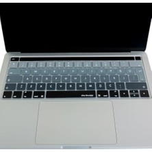 Skygo Pro Klavye Koruyucu Türkçe Q Silikon Ince Bar A1706 A1989 A2159 A1707 A1990 Uyumlu 13 ve 15 Inç Ters L Enter Siyah Gri