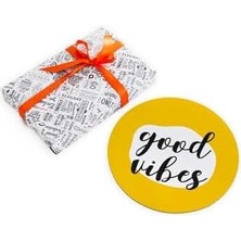 Skygo Good Vibes Tasarımlı Yuvarlak Mouse Pad - Mouse Altlığı - Mousepad - Mouse Pad - Fare Altlığı