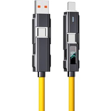 Skygo Heartz 4 In 1 LED Ekranlı 65W-27W Pd USB Ios Type C Super Turbo Fast Aaa+ Kalite Şarj ve Data Kablosu