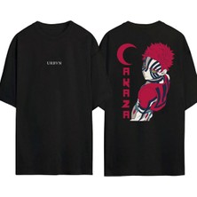 Urbvn Akaza Tasarım Baskılı Siyah Oversize T Shirt