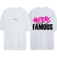 Urbvn Famous Tasarım Baskılı Beyaz Oversize T-Shirt