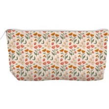 Skygo Kanvas Bez Kalemlik, Kalem Kutusu, Cüzdan, Körüklü, Iç Astarlı, 21X10X6CM (Turunç Çiçekler)