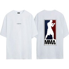 Urbvn Mma Tasarım Baskılı Beyaz Oversize T-Shirt