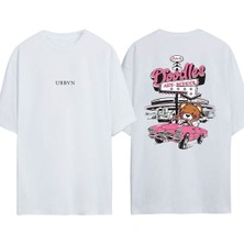 Urbvn Doodles Tasarım Baskılı Beyaz Oversize T-Shirt
