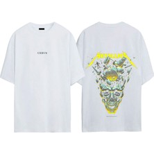 Urbvn Metallica Clock Tasarım Baskılı Beyaz Oversize T-Shirt