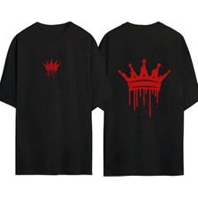 Urbvn King 1 Tasarım Baskılı Siyah Oversize T Shirt