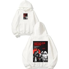 Urbvn Red Chill Tasarım Baskılı Oversize Beyaz Kapüşonlu Sweatshirt