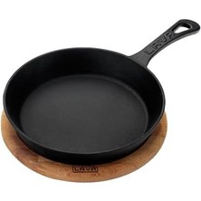 Skygo Ahşap Saplı Dökme Demir Kızartma Tavası, Yuvarlak, Indüksiyon Dahil Tüm Ocaklar Için Uygundur