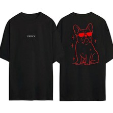Urbvn Cool Dog Tasarım Baskılı Siyah Oversize T Shirt