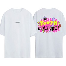 Urbvn Youth Tasarım Baskılı Beyaz Oversize T-Shirt