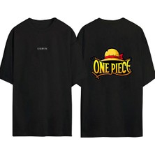 Urbvn Onepiece Tasarım Baskılı Siyah Oversize T Shirt