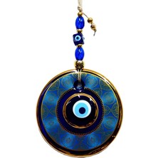 Skygo Altın Yaldızlı Nazar Boncuğu Işlemeli El Yapımı Kapı ve Duvar Süsü, Hediyelik Nazarlık