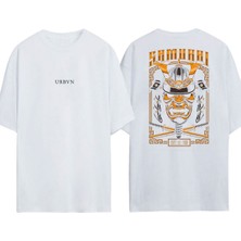 Urbvn Samuraı 2 Tasarım Baskılı Beyaz Oversize T-Shirt