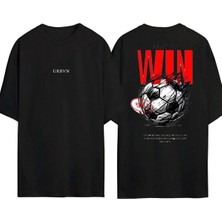 Urbvn Wın 1 Tasarım Baskılı Siyah Oversize T Shirt