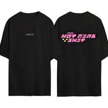 Urbvn Pp Girls Tasarım Baskılı Siyah Oversize T Shirt