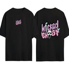 Urbvn Kicked Ghost 1 Tasarım Baskılı Siyah Oversize T Shirt
