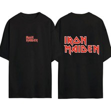 Urbvn Iron Maiden 1 Tasarım Baskılı Siyah Oversize T Shirt