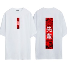 Urbvn Korean 1 Tasarım Baskılı Beyaz Oversize T Shirt