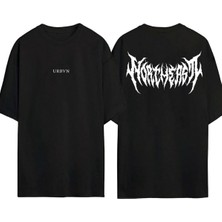 Urbvn Gothic Tasarım Baskılı Siyah Oversize T Shirt