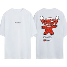 Urbvn Bad Tasarım Baskılı Beyaz Oversize T-Shirt