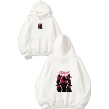 Urbvn Saja Boys Tasarım Baskılı Oversize Beyaz Kapüşonlu Sweatshirt