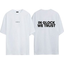 Urbvn Glock Tasarım Baskılı Beyaz Oversize T-Shirt
