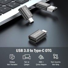 Skygo (Ikili) Otg Akıllı Giriş USB 3.0 To Type-C Dönüştürücü Adaptör Çevirici 5gbps, 16, Pro, Pro Max, M2, M3, M4 Pro, Air, iPad Pro ve Galaxy S25, S24, S23 ve Tabletler ile Uyumlu
