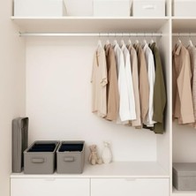 Skygo Raf Düzenleyici, Katlanabilir Kıyafet Organizeri, Çelik Destekli Tela Kumaş Çok Amaçlı Saklama Kutusu, Dolap Içi Çekmece Düzenleyici, Gri (45X25X20CM)