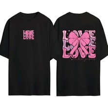Urbvn Love 1 Tasarım Baskılı Siyah Oversize T Shirt