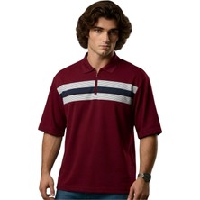 Maruf Shop Fermuarlı Erkek Büyük Beden 115 - 138 Kilo Arası Uygun Likralı Pike Polo Yaka Baskılı Tişört