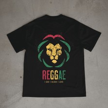 Urbvn Reggea Tasarım Baskılı Siyah Oversize T-Shirt