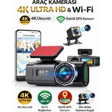 Sonreir 4K Araç Kamerası Çift Lens Ön-Arka - Wi-Fi GPS Park Modu Gece Görüşlü Araç içi Kamera L308 Dash Cam