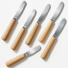 Skygo 6 Adet Paslanmaz Çelik Tereyağı Bıçağı, Yemek Bıçağı, Ahşap Saplı Bıçak, Kahvaltıı, Tereyağı Serpme Bıçağı,peynir, Pasta, Ekmek, Tatlı Için