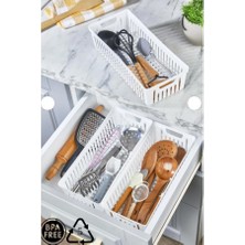 Skygo 3'lü Set Modüler Kaşıklık ve Kepçelik Çekmece Içi Düzenleyici Mutfak Organizer (Beyaz)