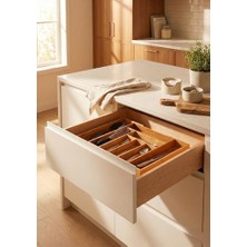 Skygo Bambu Ayarlanabilir Çekmece Içi Kaşıklık | Genişletilebilir Çatal Bıçak Organizeri | Doğal, Hijyenik ve Çevre Dostu Mutfak Düzenleyici