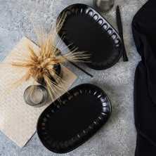 Skygo Mat Siyah Kayık Tabak 29 cm 2 Adet 956