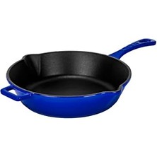Skygo Döküm Yuvarlak Kızartma Tavası Döküm Demir Yekpare Saplı. ÇAP(Ø)24CM - Mavi