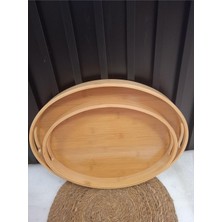 Skygo Bambu Tepsi 2li Oval, Çay Tepsisi, Sunum Tepsisi, Kahve Sunum Tepsisi