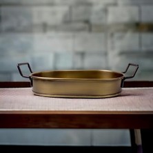 Skygo 32CM Kaplama Lüks Galvaniz Metal Boyalı Oval Tepsi Zarafet ve Dayanıklılığı Buluşturuyor