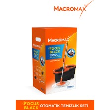 Özbience Focus Black Otomatik Temizlik Seti, Pedalsız Döner 360° Mikrofiber Paspas