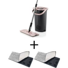 Özbience Sillgech Compact Tablet Mop Temizlik Paspas Seti Siyah-Pembe + 2 Yedek Bez