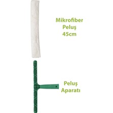 Özbience Pratik Cam Silme Aparatı 45 Cm, Mikrofiber Peluş Bez ile Yüksek Emicilik