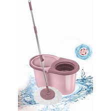 Özbience F139 Balerina Otomatik Sıkma Mikrofiber Temizlik Mop Seti, Pembe