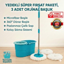 Özbience Pratik Temizlik Seti, Döner Başlıklı ve Sıkma Sistemli, 3'lü Paket