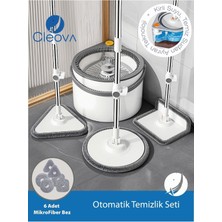 Özbience Çevre Dostu Otomatik 360° Döner Mop ve Temizlik Seti, 3 Başlıklı Paspas