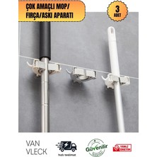 Özbience Pratik 3'lü Sihirli Mop ve Fırça Sapı Tutucu, Duvara Monte Set