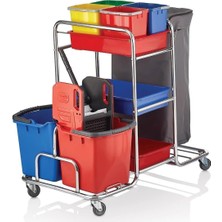 Özbience Çift Kovalı Krom Kat Arabası, Pratik ve Dayanıklı Çöp Toplama Arabası